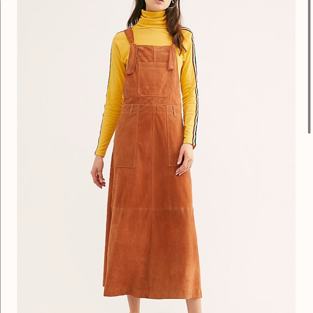 Free people suede midi jumper overall dress